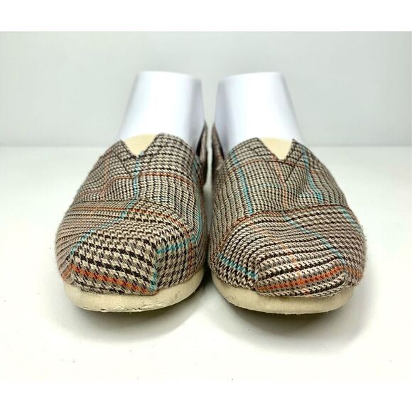 Toms Classic Academy Multi Plaid Slip On Shoes Flats Browns Corduroy Women 7 - Picture 5 of 9